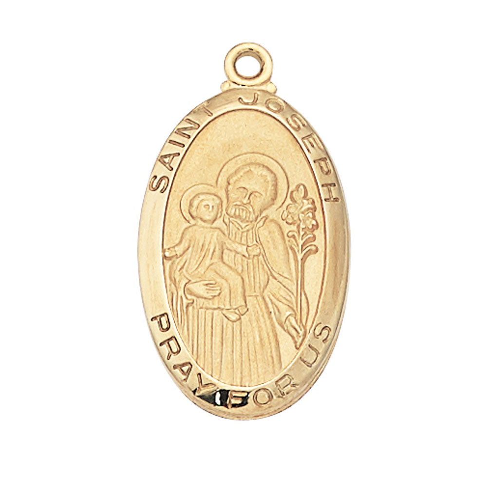 Gold Over Sterling Silver St. Joseph Medal Necklace - 24"