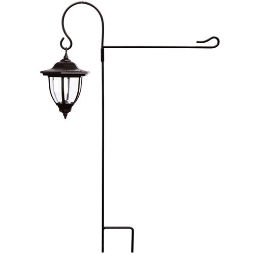 Metal Garden Flag Pole with Solar Lantern