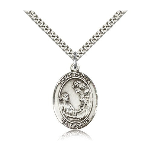 St. Cecilia Pendant with Chain, Bliss, Sterling Silver