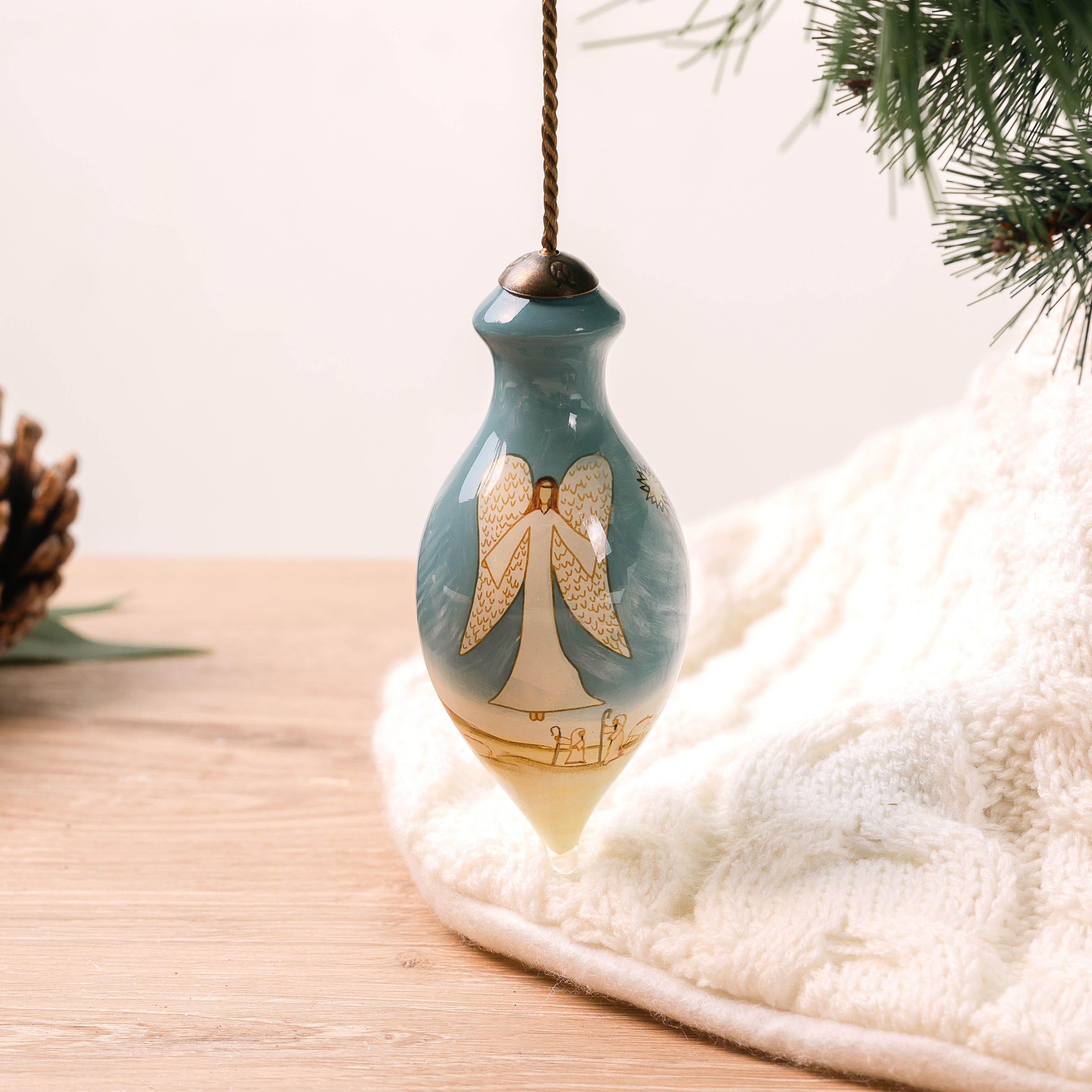 Peace on Earth Blown Glass Ornament