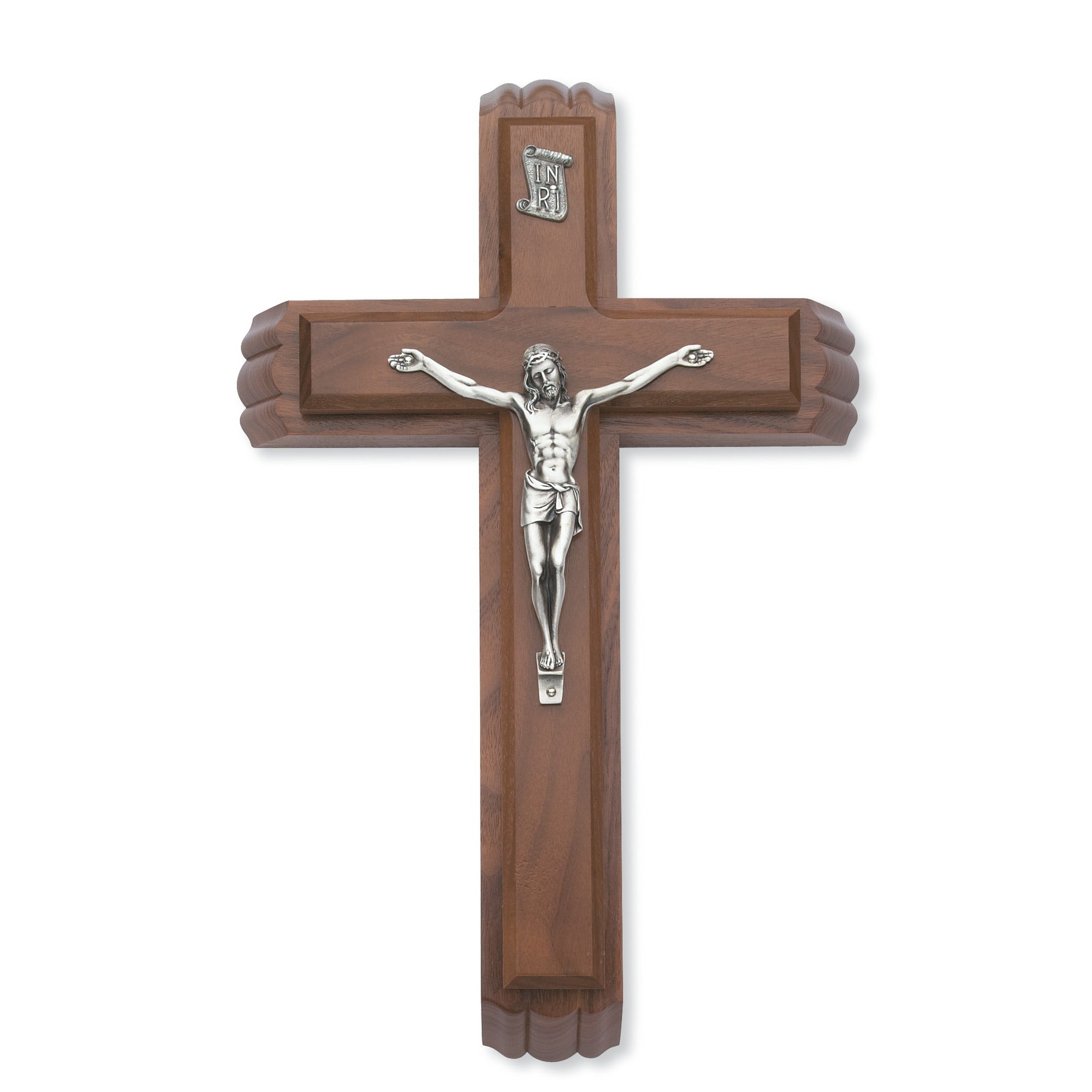 Scalloped Edge Walnut Sick Call Set - 12"