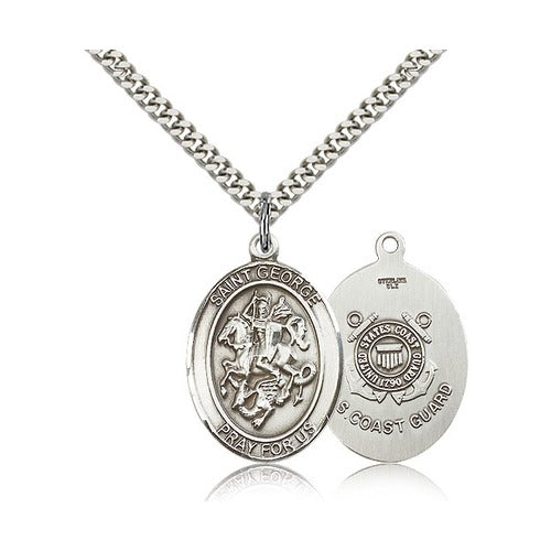 Sterling Silver St. George Pendant w/ US Coast Guard