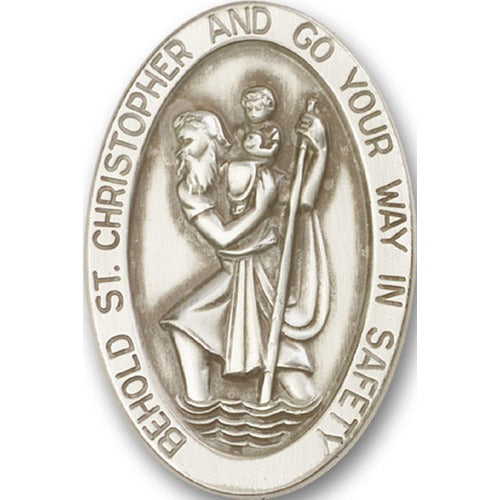 St. Christopher Visor Clip, Bliss, Antique Silver