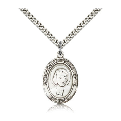 Sterling Silver St. John Baptist de La Salle Pendant w/ chain display picture 1