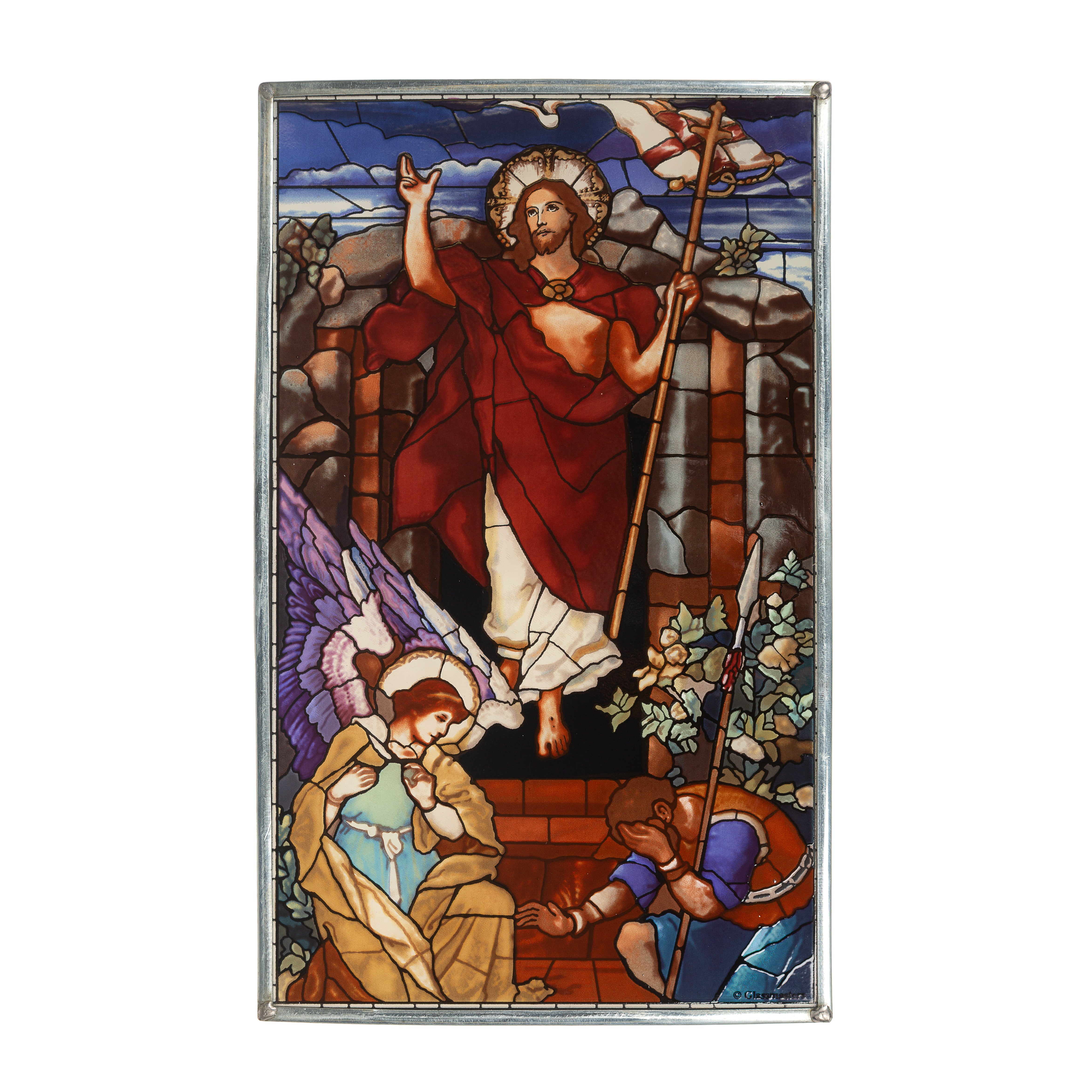 Resurrection Victorious Stained Glass Panel - 6" x 10"
