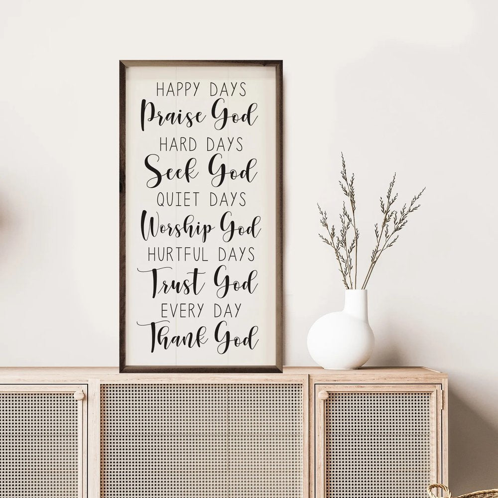 Praise Seek Worship Trust Thank God Framed Art