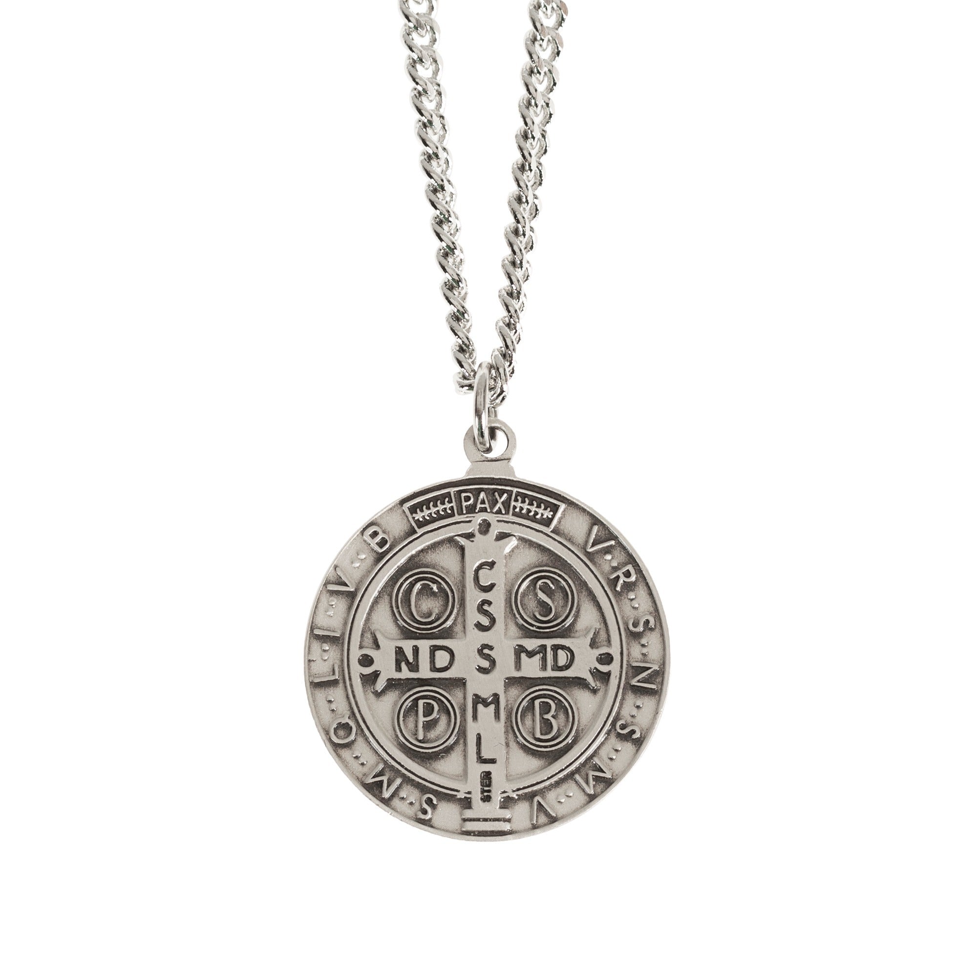 Sterling Silver St. Benedict Medal with 24 inch chain