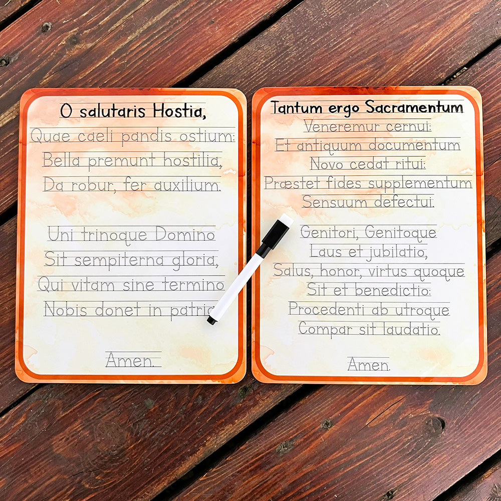 O Salutaris Hostia & Tantum Ergo Songs Tracing Dry-Erase Board Set & Marker