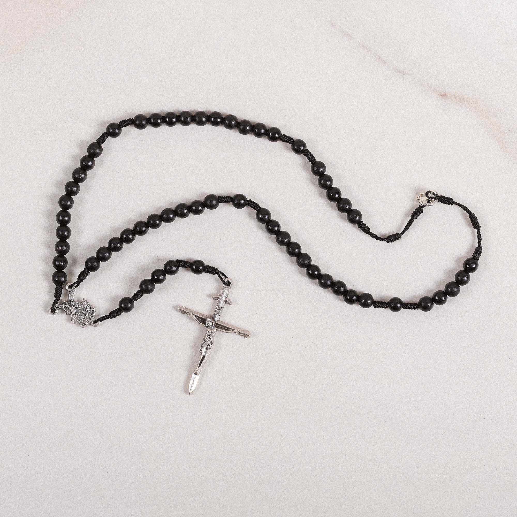 St. Michael Black Rosary Necklace