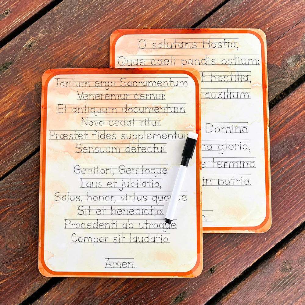 O Salutaris Hostia & Tantum Ergo Songs Tracing Dry-Erase Board Set & Marker