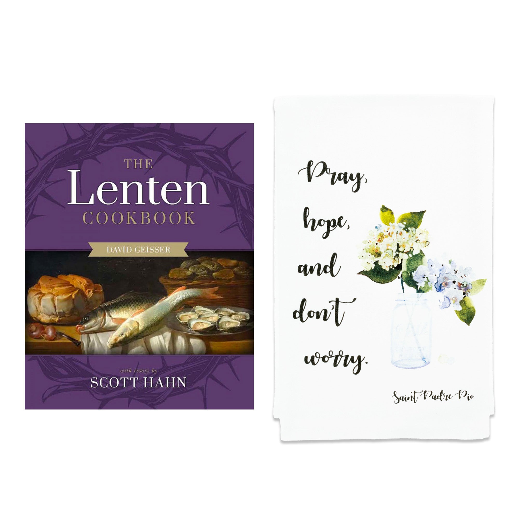 Padre Pio Kitchen Towel & Lenten Cookbook Gift Set