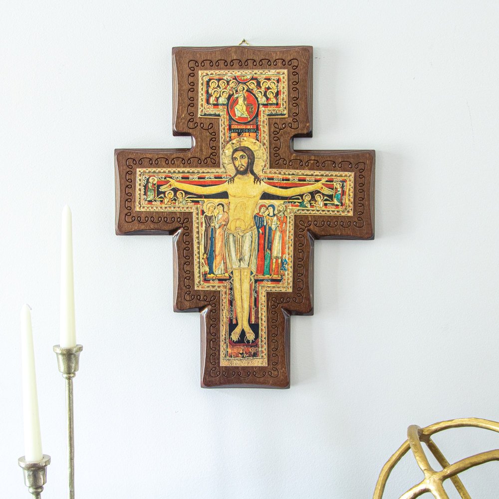 San Damiano Crucifix Dark Wood - 18"