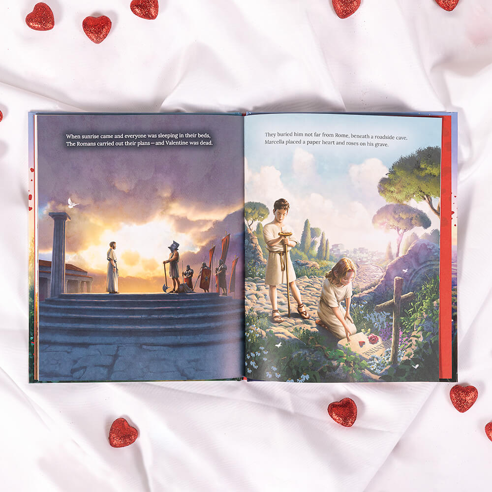 Your Valentine Book & Saint Puns Valentines Stickers Gift Set