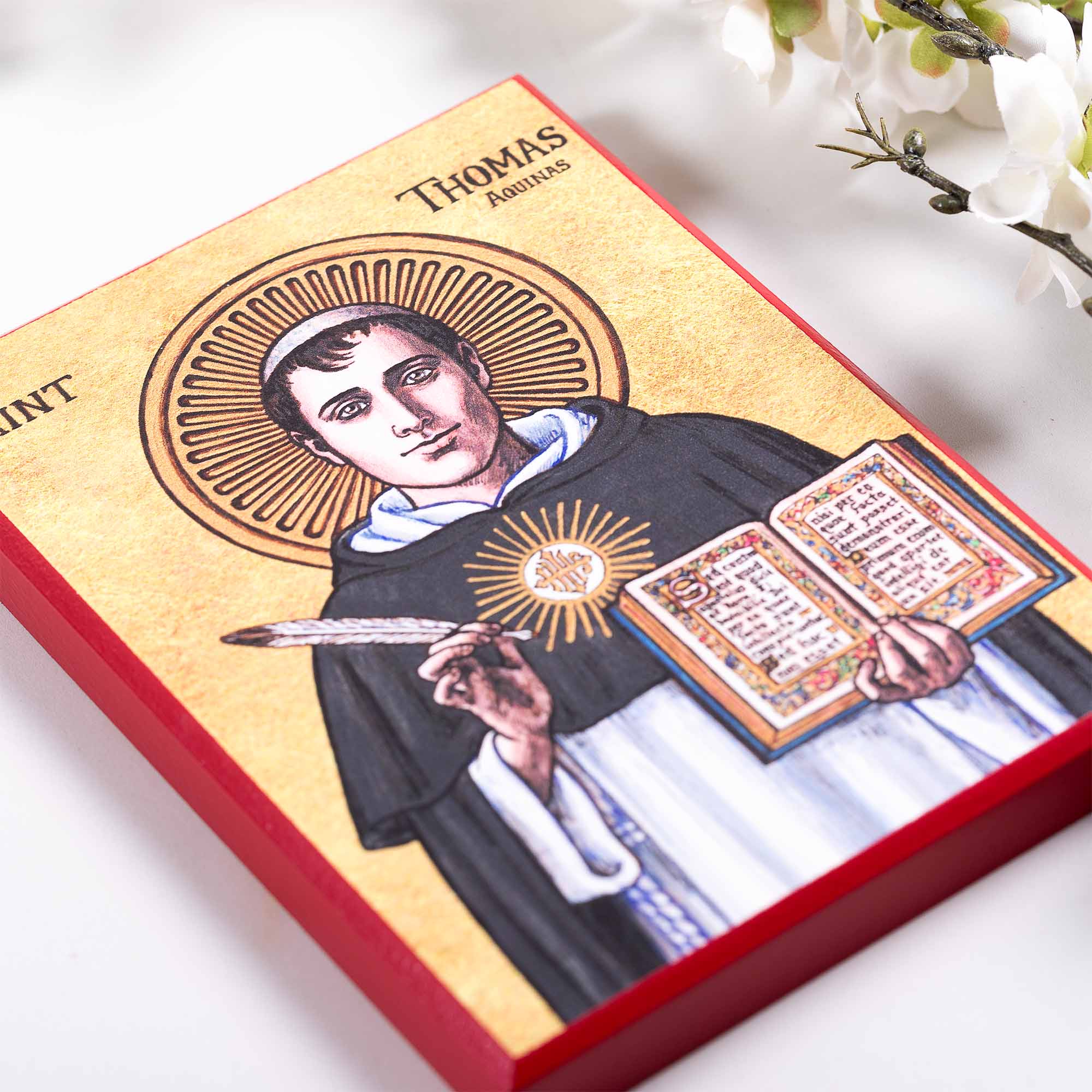 St. Thomas Aquinas Modern Icon Plaque - 5" x 7"