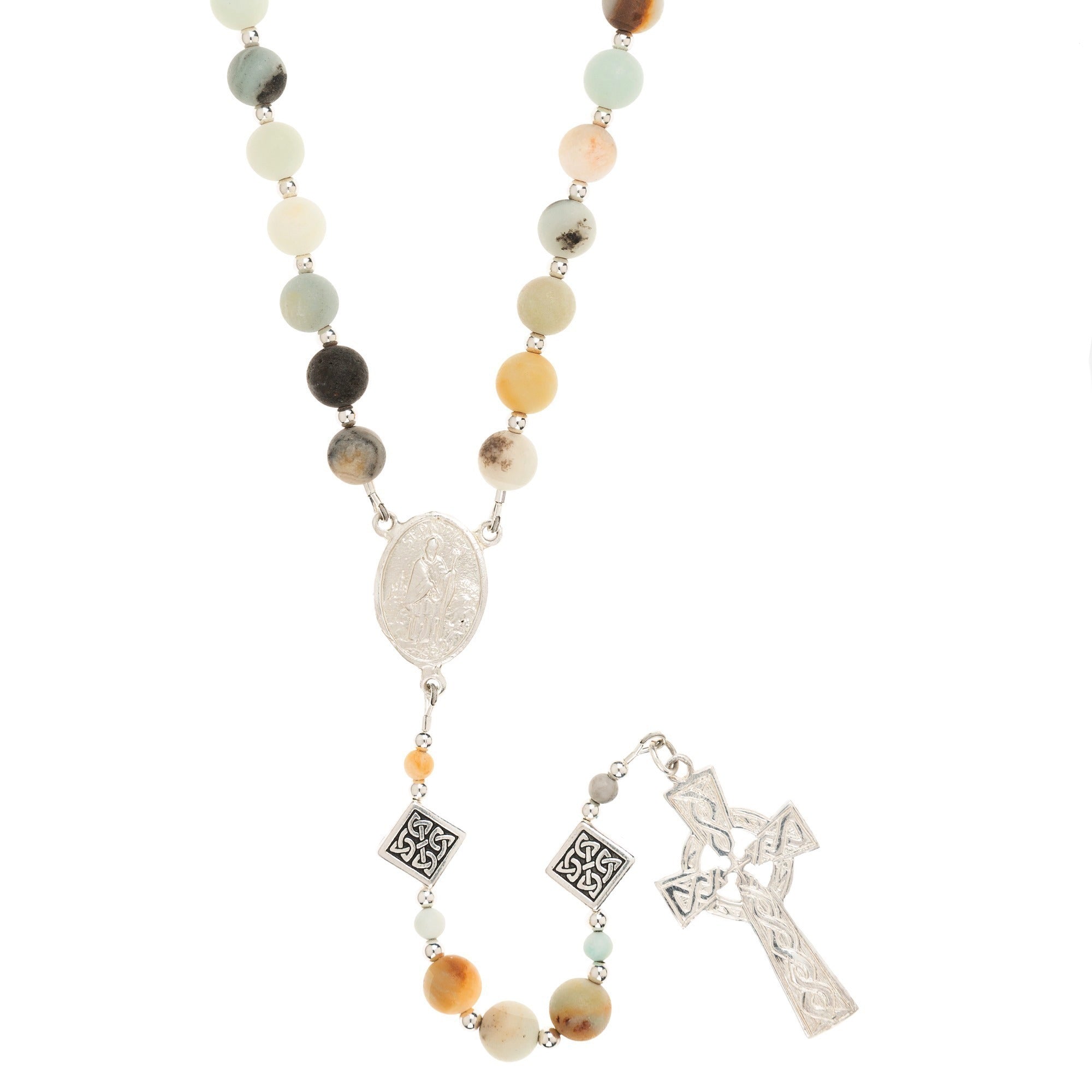 Irish Rosary with Sterling Silver Centerpiece and Cross