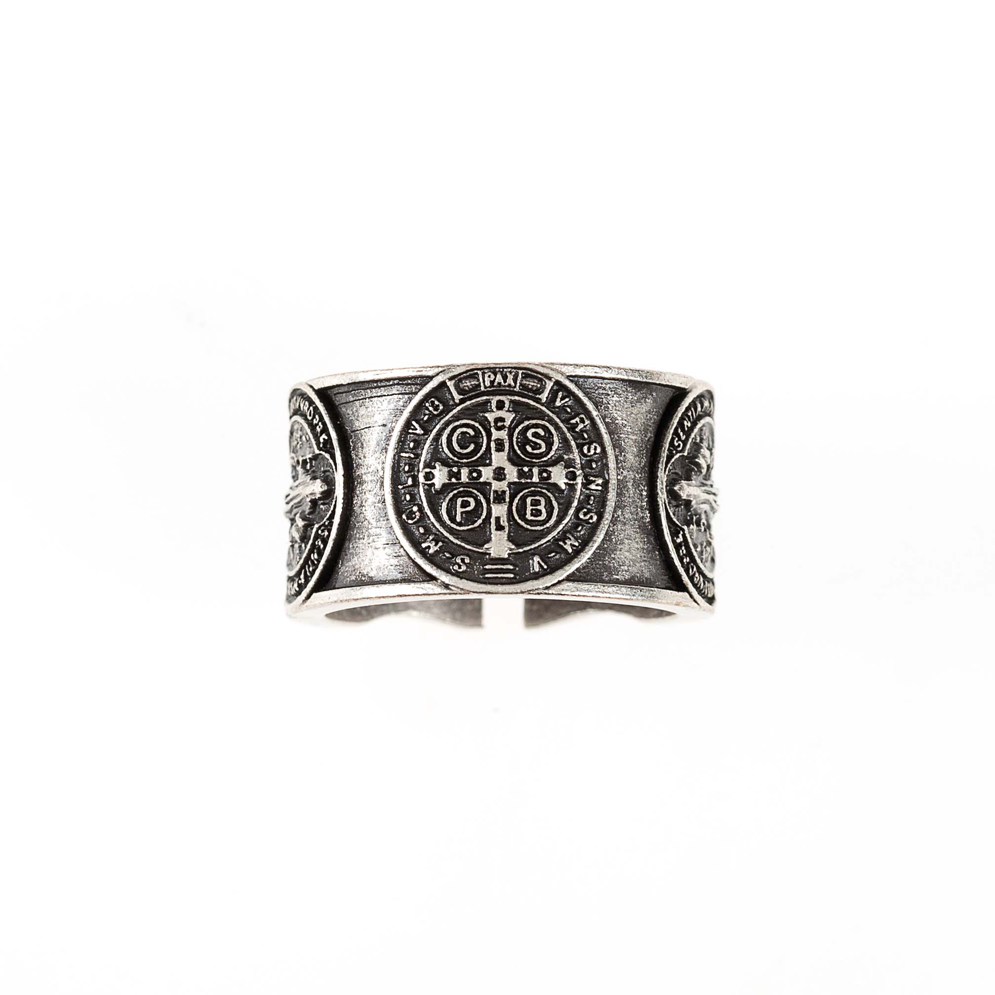 Men's Stamped St. Benedict Medal Ring