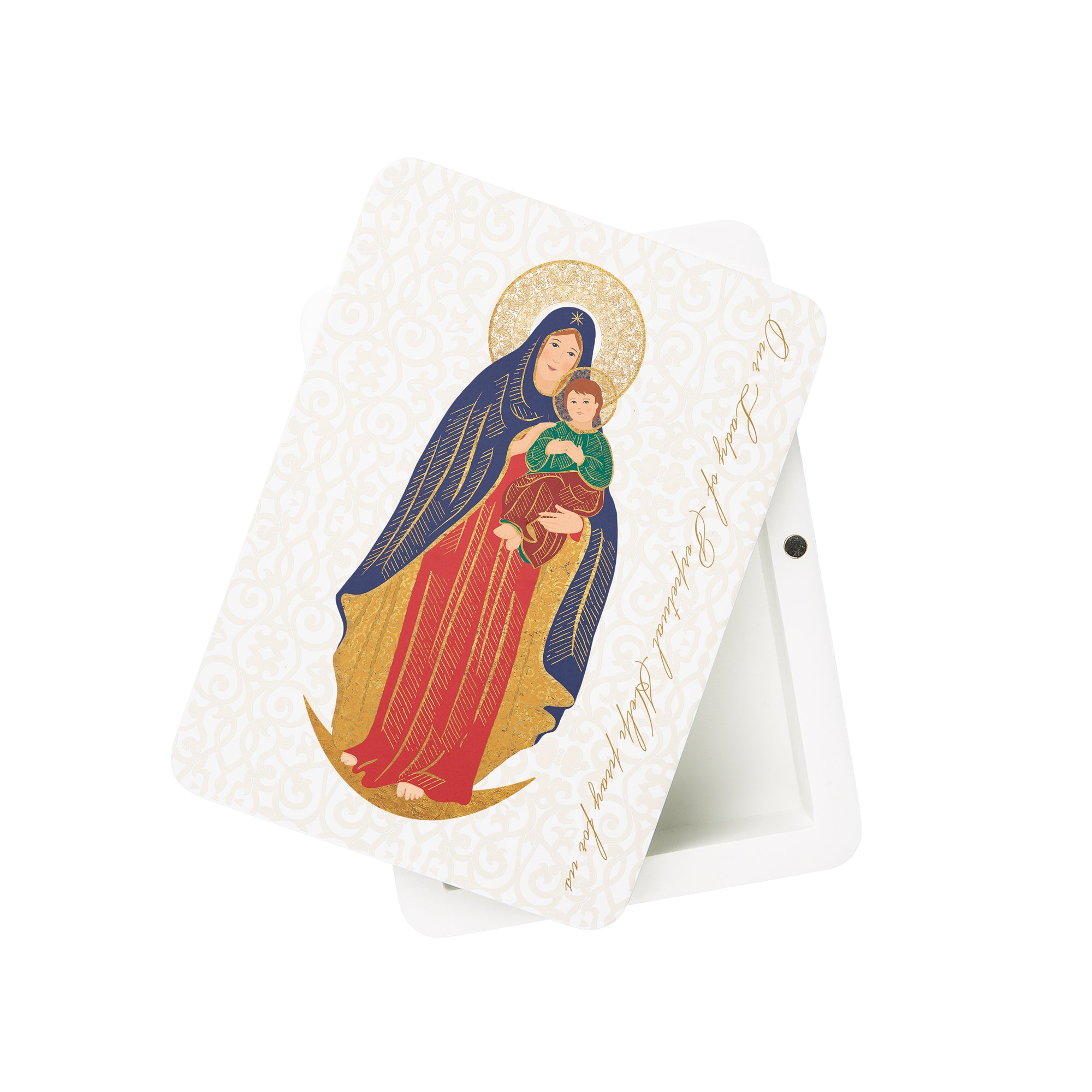 Our Lady of Perpetual Help Toile Rosary Keepsake Box