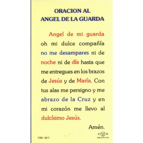 Oracion al Angel de la Guarda (Guardian Angel) – Spanish Prayer Card