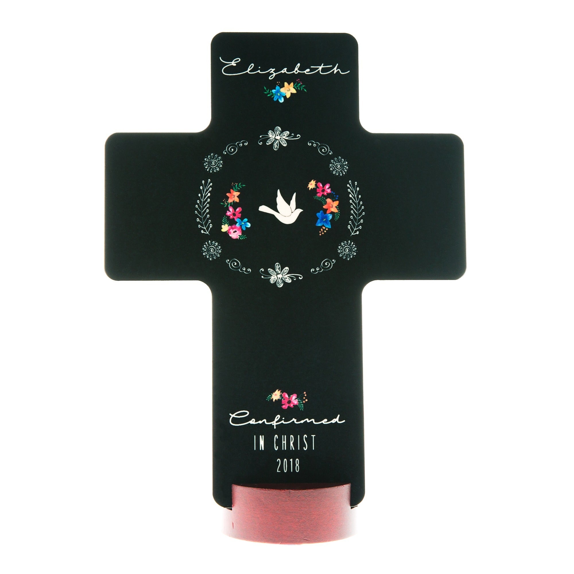 Personalized Boho Floral Confirmation Standing Cross