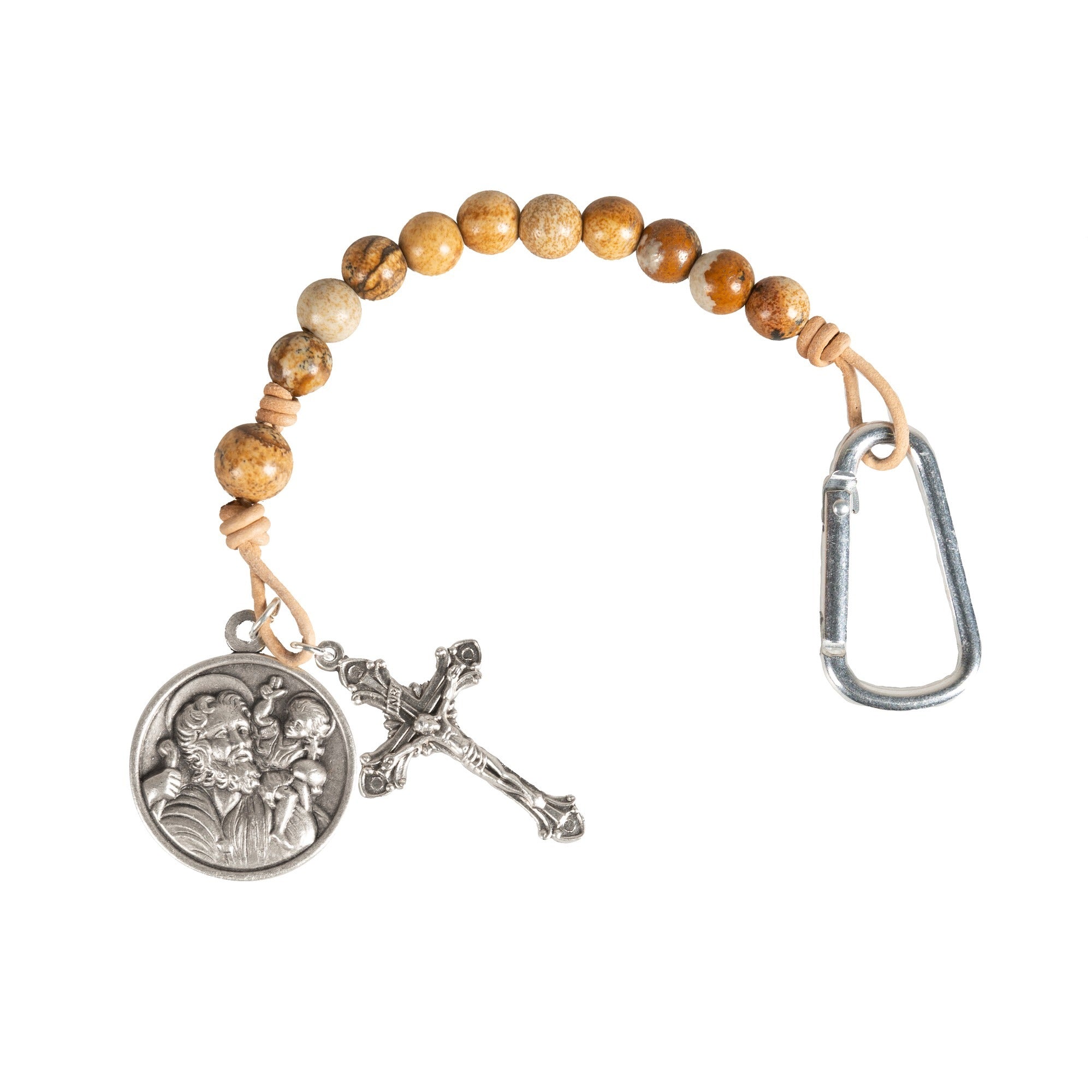 St. Christopher Brown Brave Beads Tenner Rosary