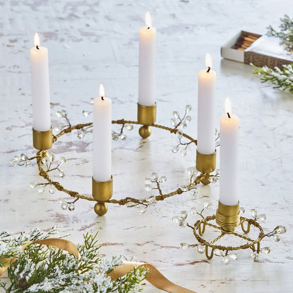 Beaded Glass & Gold Advent Candle Holder