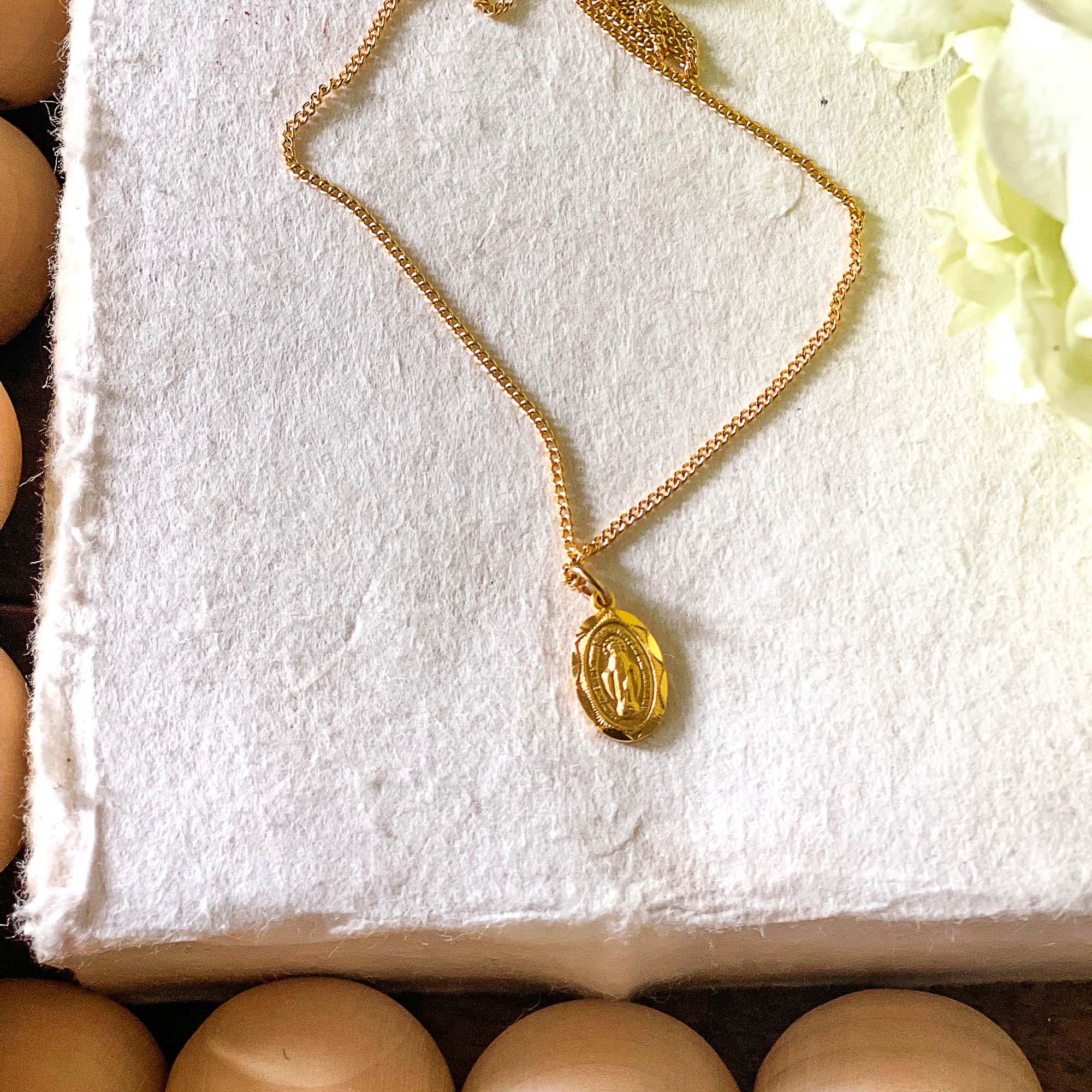 Petite Gold/Sterling Silver Miraculous Medal - 16" Chain