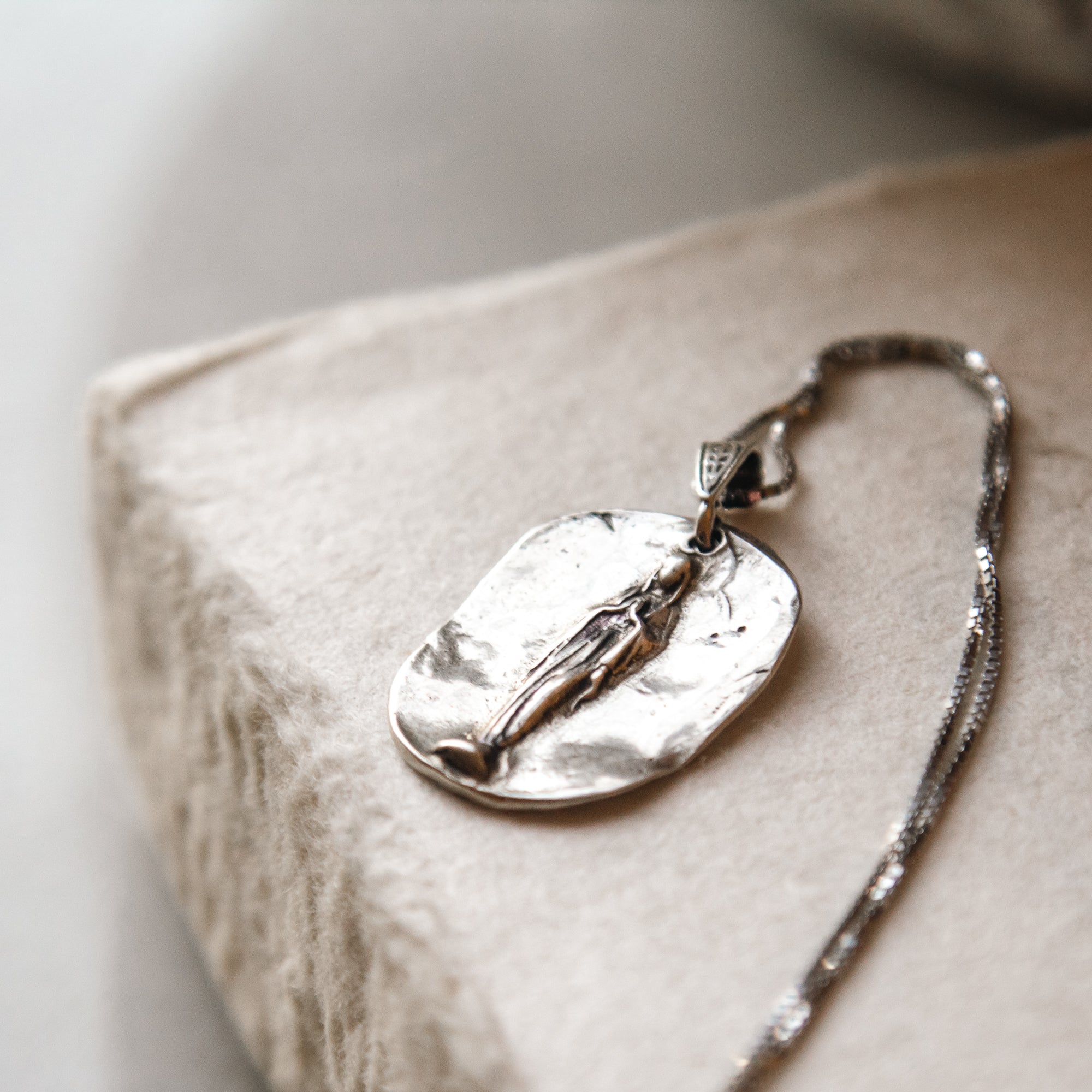 Stylized Sterling Silver Marian Pendant Necklace