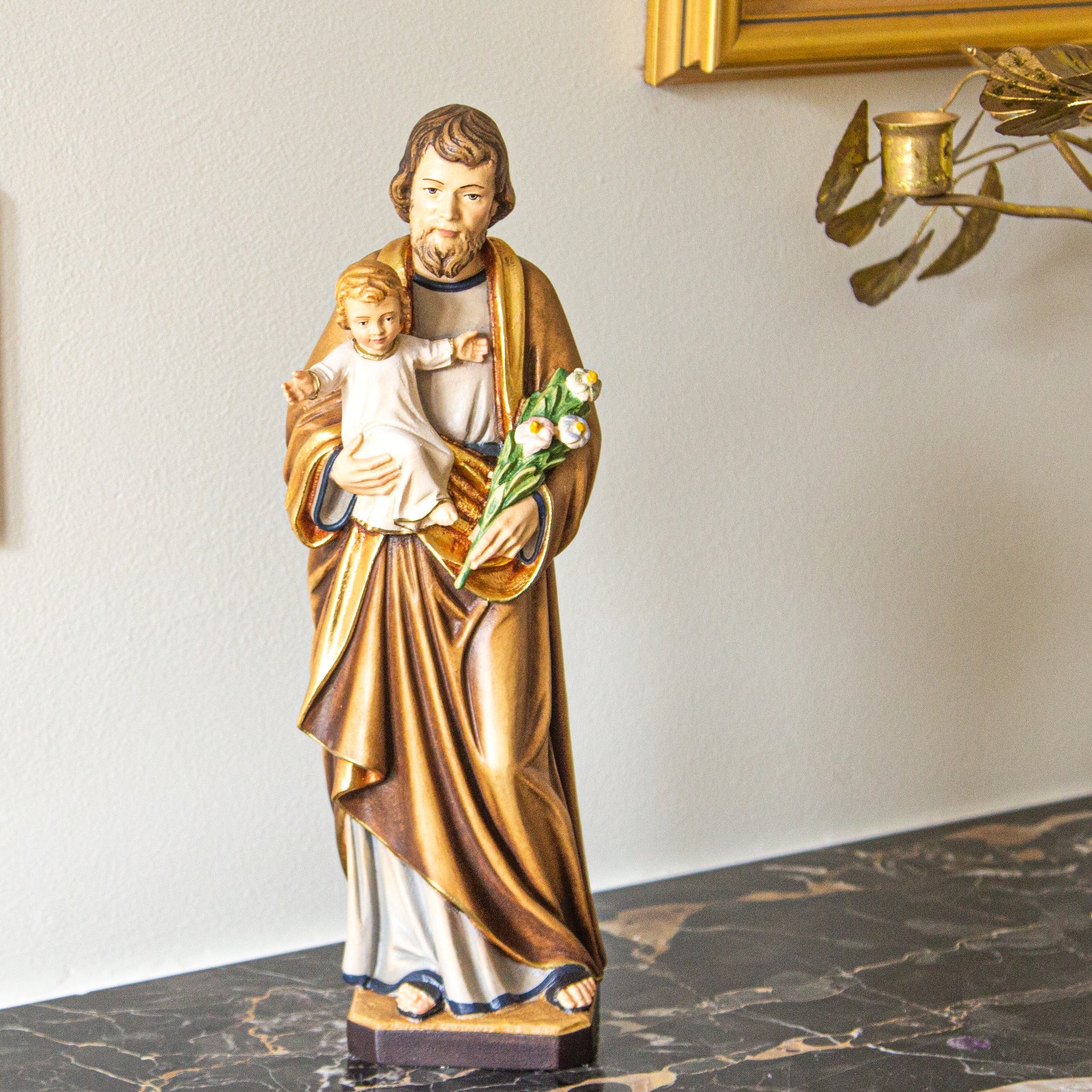 St. Joseph in Christ Child Hand-Painted Italian Statue