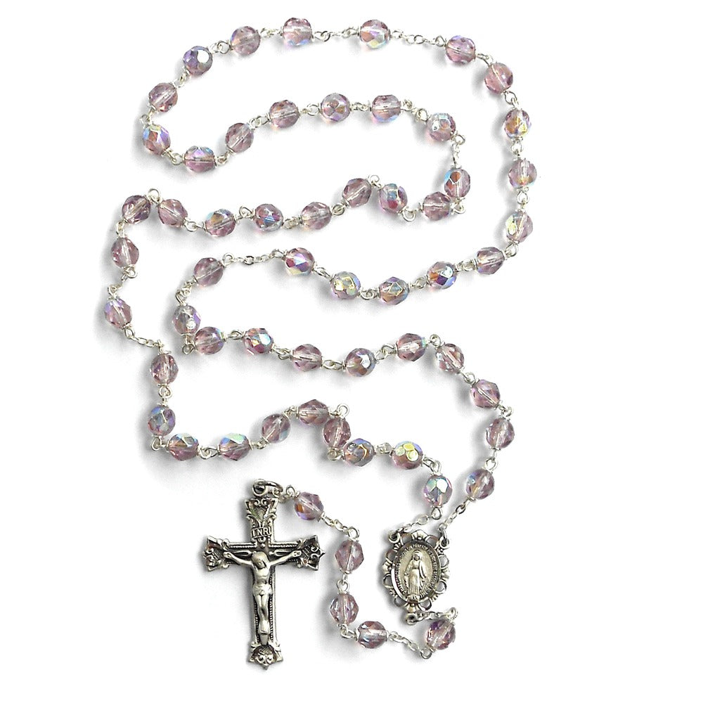 Bohemian Glass Birthstone Rosary – Alexandrite / June