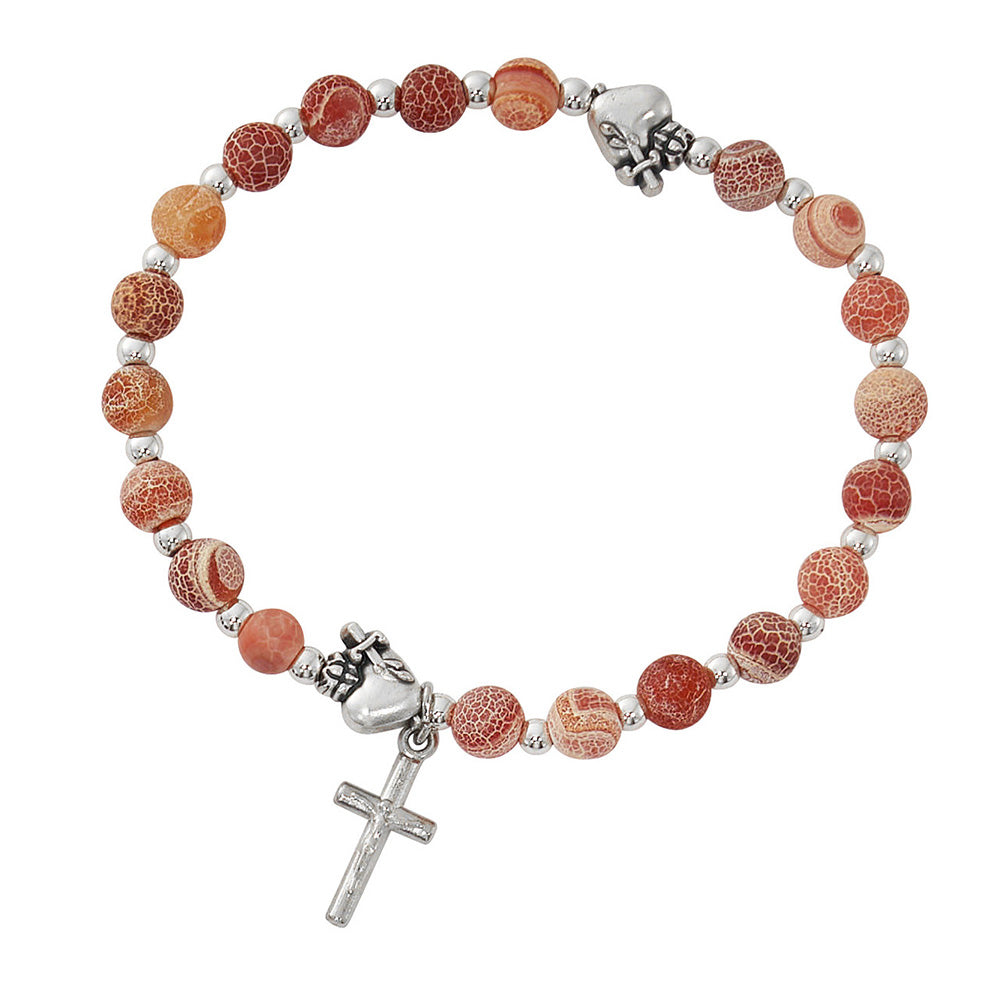 Gemstone Two Decade Sacred Heart Rosary Bracelet