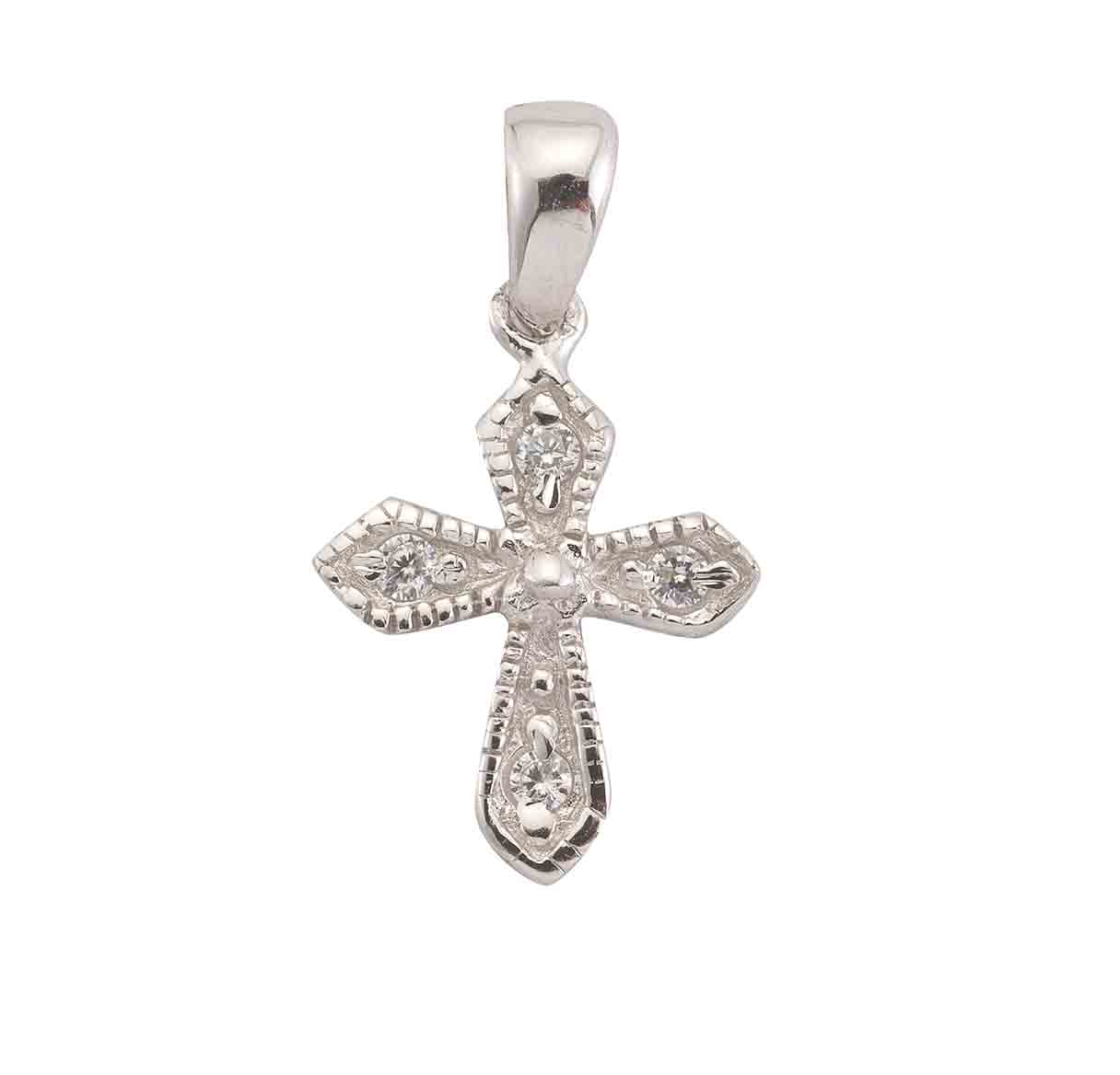 Beaded & Jeweled Sterling Cross Necklace