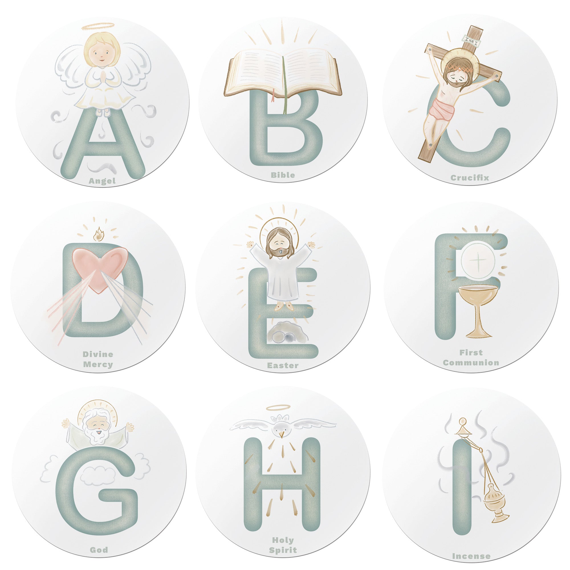 Catholic Alphabet Magnets - Set of 26
