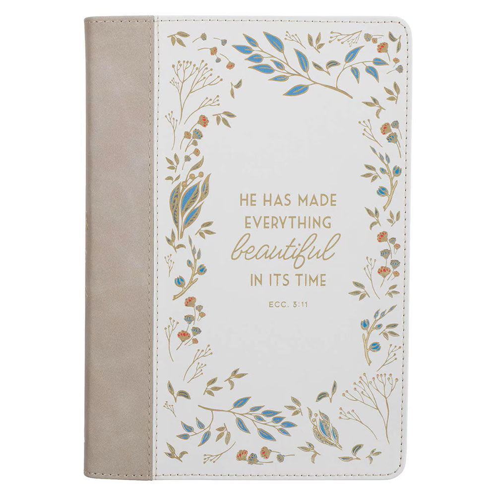Everything Beautiful In Its Time Cream Floral Faux Leather Journal