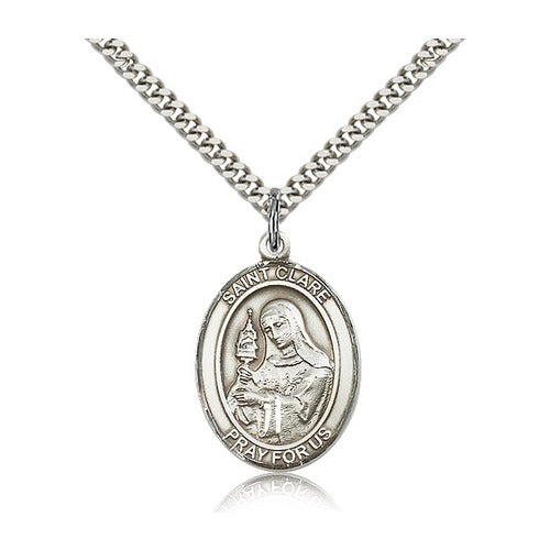Sterling Silver St. Clare of Assisi Pendant w/ chain