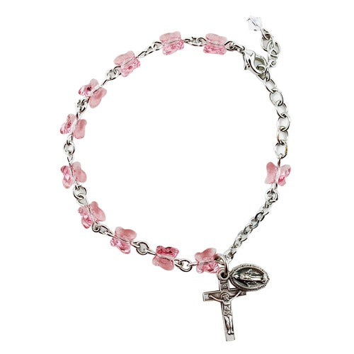 Swarovski Rose Butterfly Rosary Bracelet