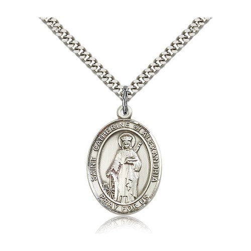 Sterling Silver St. Catherine of Alexandria Pendant w/ chain