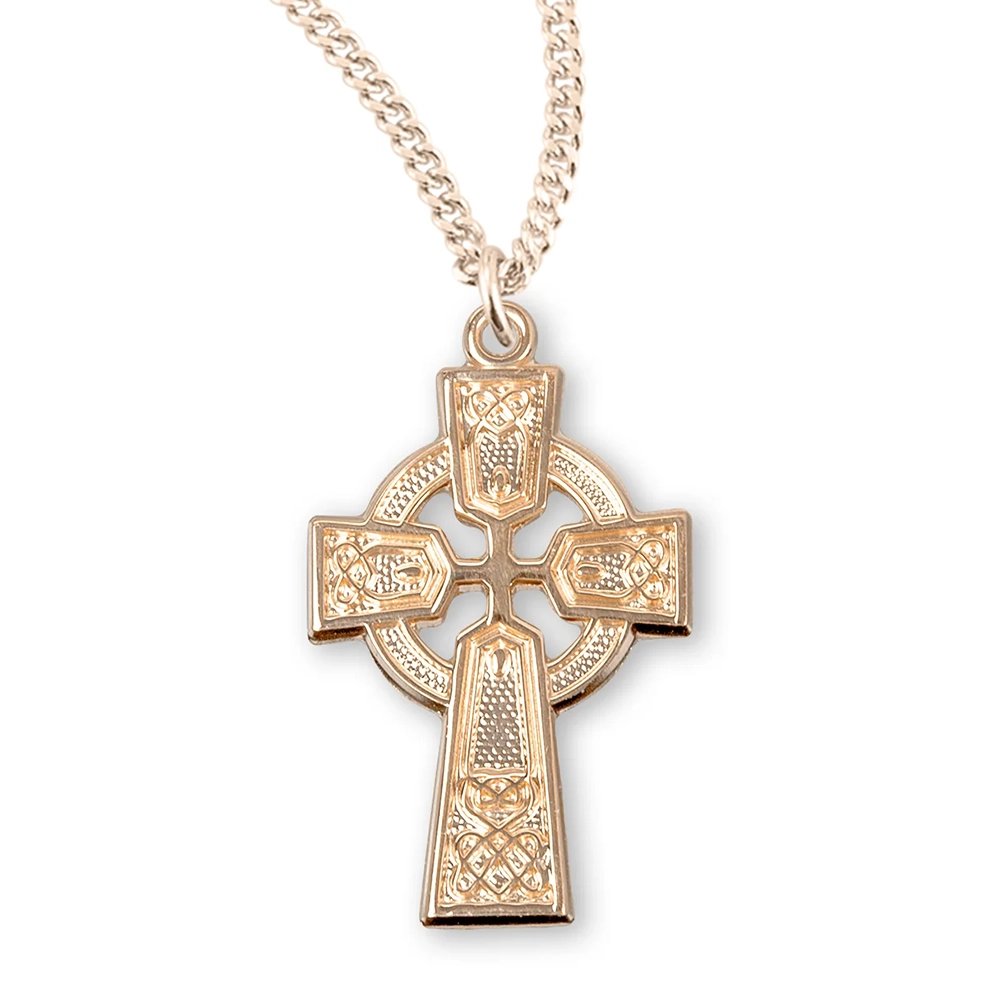 Gold Over Sterling Silver Cutout Celtic Cross Necklace