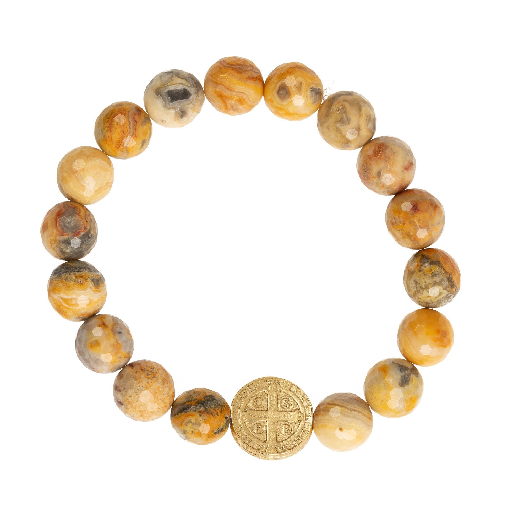 St. Benedict Lace Agate Stone Stretch Bracelet