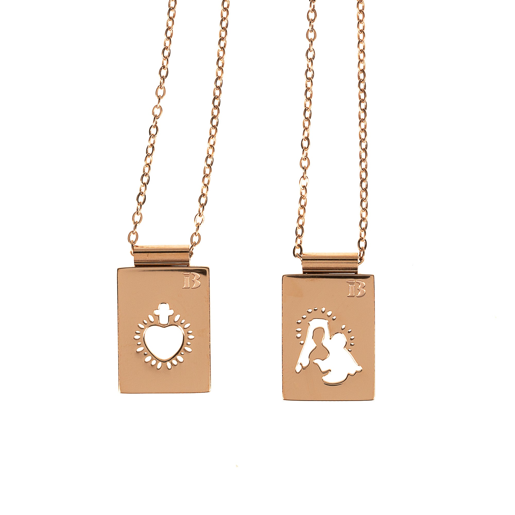 Our Lady & Sacred Heart Rose Gold Scapular Necklace