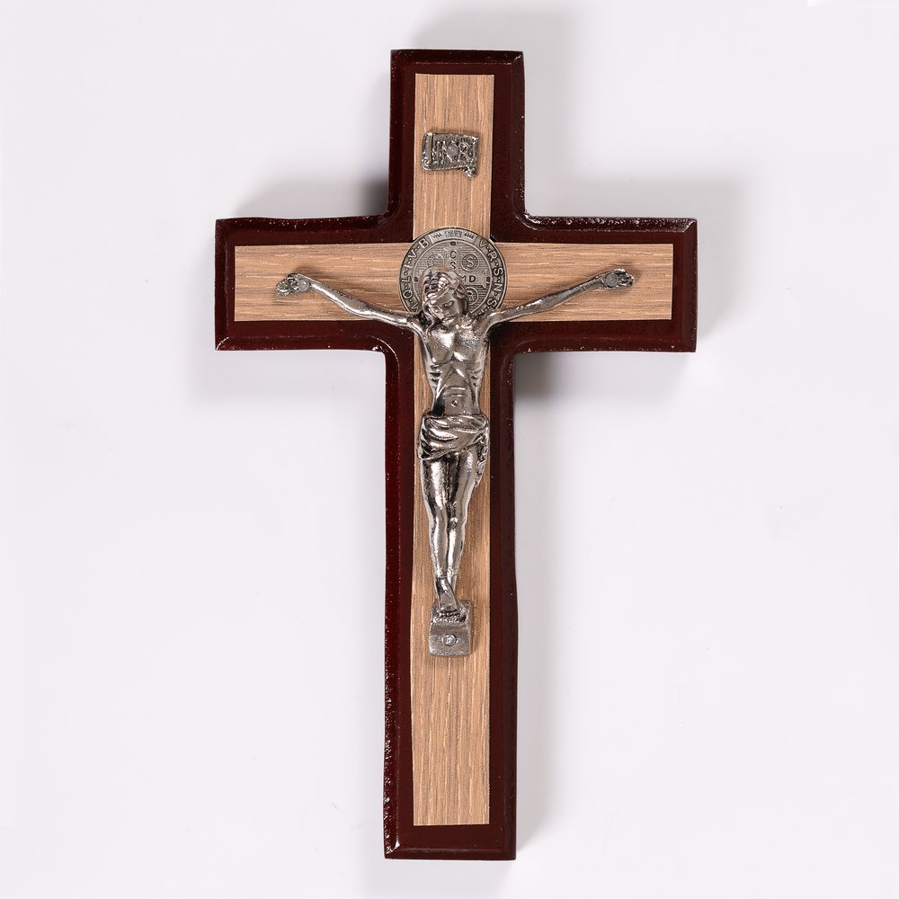 Two-Tone St. Benedict Wall Crucifix - 9.5"