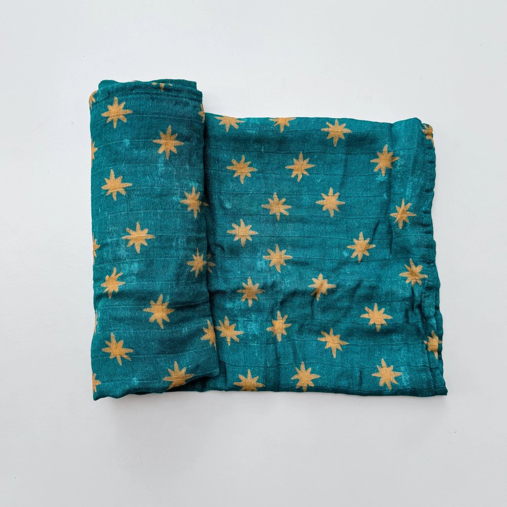 Wrapped in Mary's Mantle Baby Swaddle - Guadalupe Stars