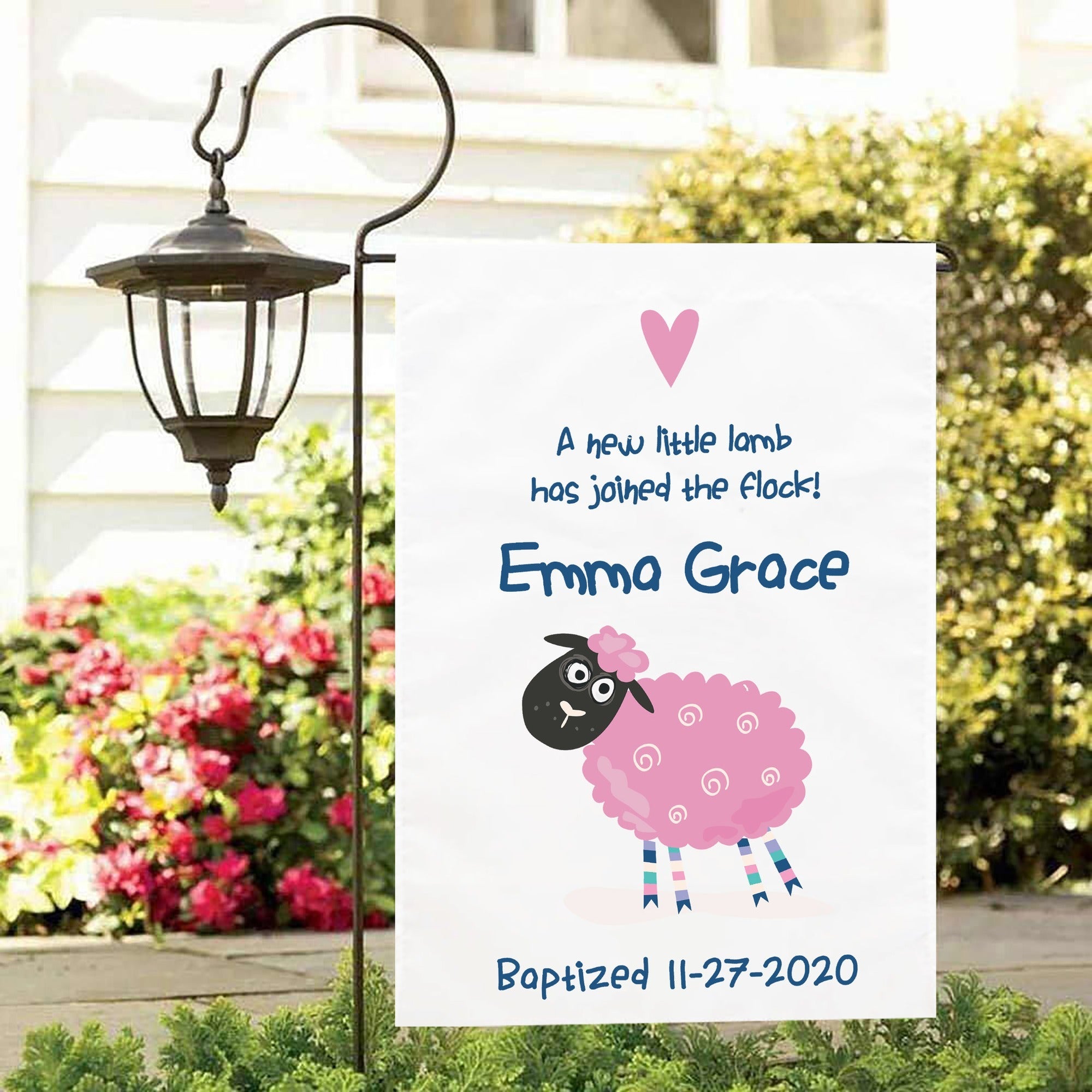 Personalized Baptism Garden Flag, Girls