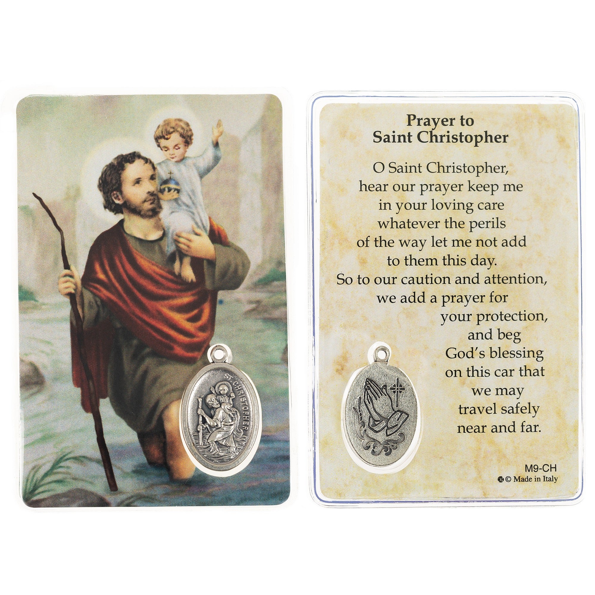 Laminated St. Christopher Prayer Card with Medal