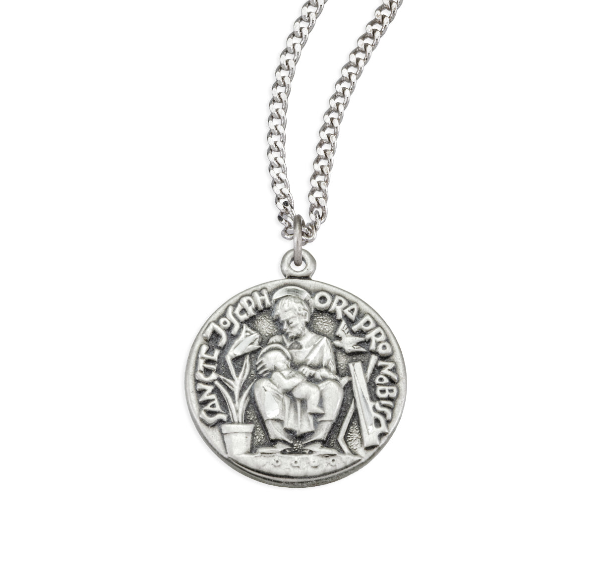 Sterling Silver St. Joseph Medal Necklace