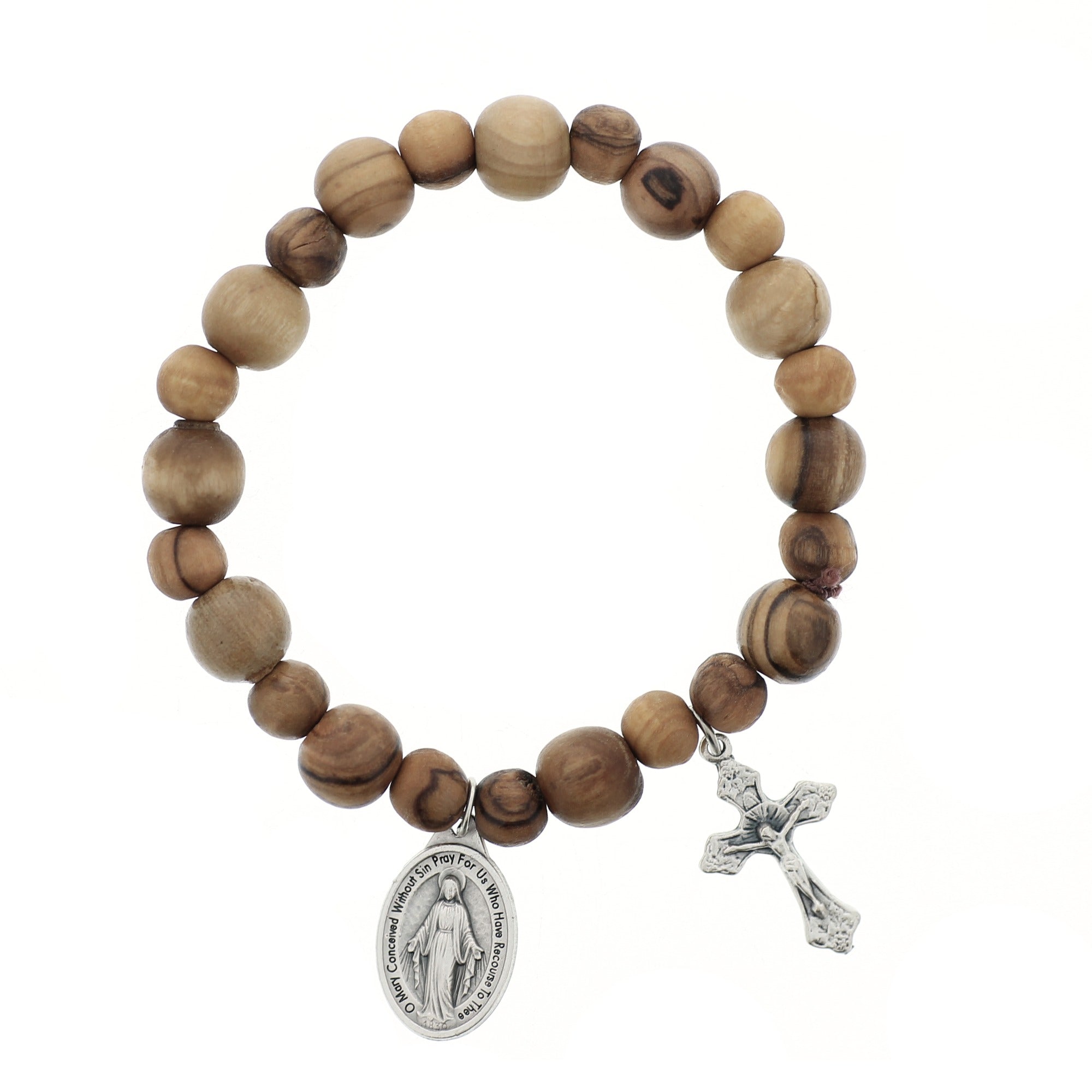 Olivenorma White Rose Flower Christianity Cross Rosary Bracelet