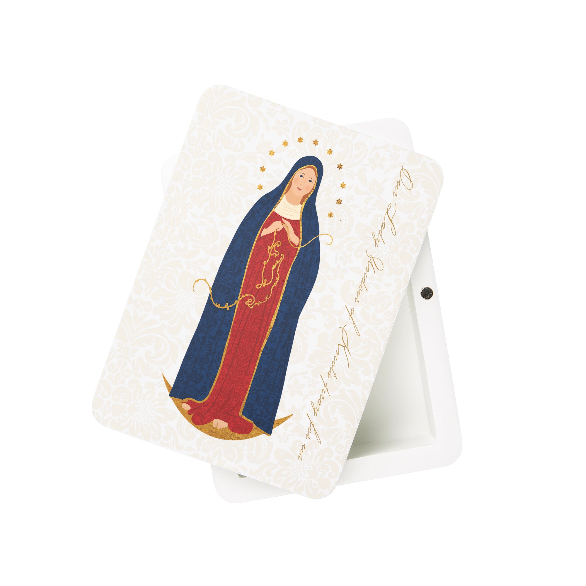 Our Lady Undoer of Knots Toile Rosary Keepsake Box