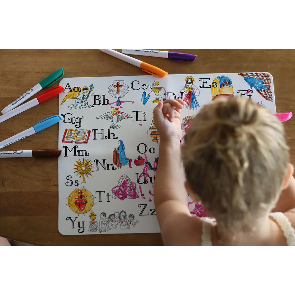 Catholic ABC Reusable Coloring Placemat