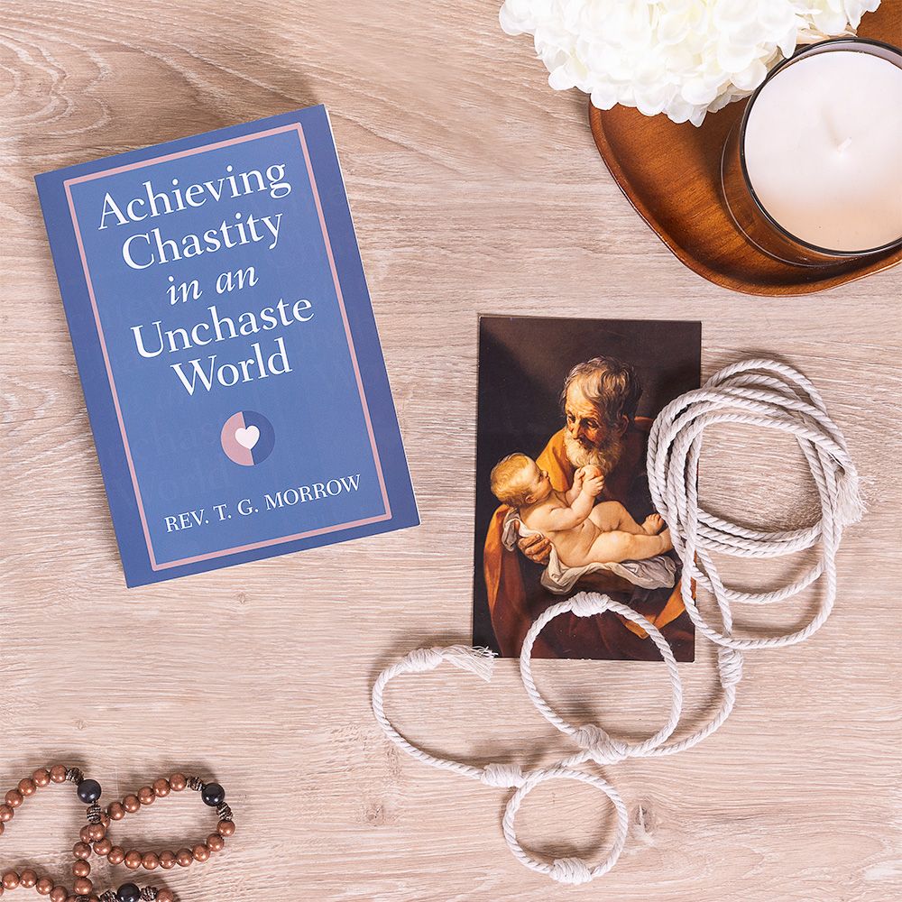 Achieving Chastity in an Unchaste World & Cord of St. Joseph Devotional Gift Set
