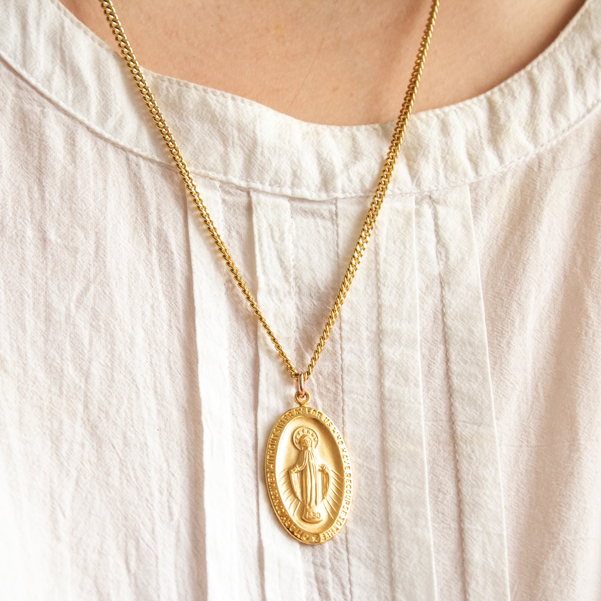 Gold/Sterling Silver Miraculous Medal with 24 inch chain