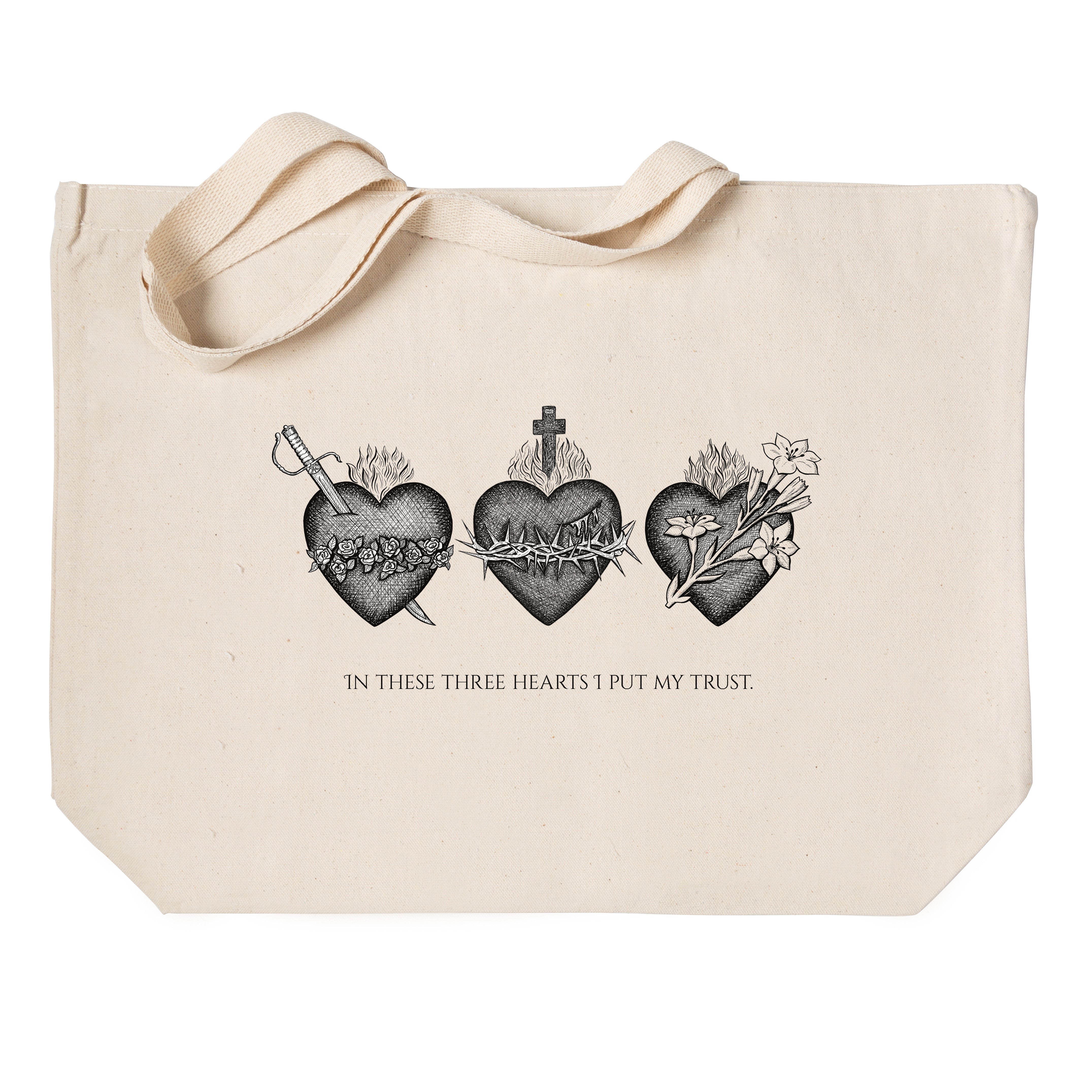 Three Hearts Canvas Tote